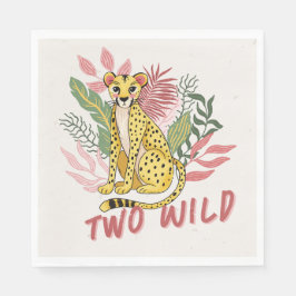 Guardanapo De Papel Two Wild Safari Pink Cheetah Kids Birthday Party