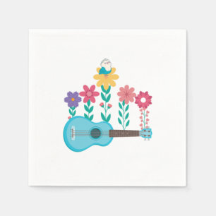 Guardanapo De Papel Ukulele Guitar Flowers Música Acústica Bass Gift