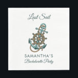 Guardanapo De Papel Última Festa de solteira Náutica<br><div class="desc">Os guardanapos de festas de solteira com temas náuticos que você pode personalizar facilmente para sua festa de solteira. Perfeito para aniversários e comemorações de aniversário. DICA: outros suprimentos de terceiros correspondentes com este design disponível na loja e na coleção,  curados abaixo para sua conveniência</div>