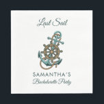 Guardanapo De Papel Última Festa de solteira Náutica<br><div class="desc">Os guardanapos de festas de solteira com temas náuticos que você pode personalizar facilmente para sua festa de solteira. Perfeito para aniversários e comemorações de aniversário. DICA: outros suprimentos de terceiros correspondentes com este design disponível na loja e na coleção,  curados abaixo para sua conveniência</div>