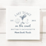 Guardanapo De Papel Último Brinde na Festa de Solteira de Praia na Cos<br><div class="desc">Aumente sua celebração com as guardanapos de festa de despedida de solteira Last Toast On The Coast Beach. Com um design vibrante de tema de praia e uma frase espirituosa, essas guardanapos são perfeitas para adicionar um toque festivo à sua festa de despedida de solteira na praia. Feitas de papel...</div>