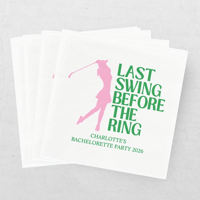 Guardanapo De Papel Último Swing de Solteira Golfe Rosa Verde (Criador carregado)
