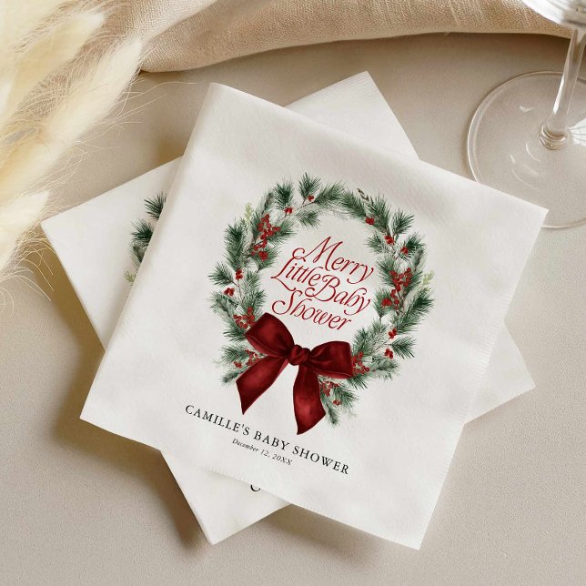 Guardanapo De Papel Um Alegre Chuveirinho de Bebê (Merry Little Baby Shower Red bow Paper Napkins)