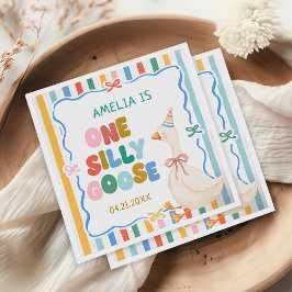 Guardanapo De Papel Um Aniversário de Ganso Bobo Listrado