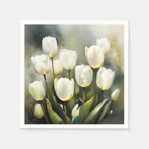 Guardanapo De Papel Um bando de Tulipas Brancas em um Jardim Serene