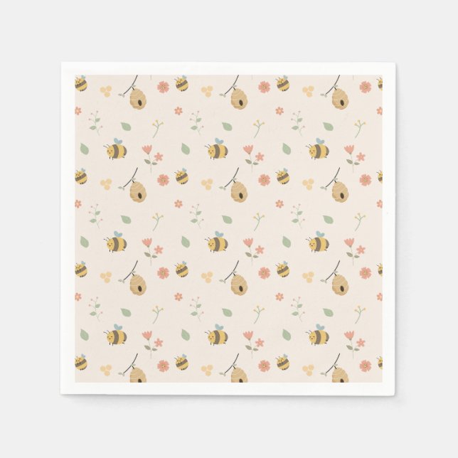 Guardanapo De Papel Um bebê está a caminho, chá de fraldas de abelhas (Frente)