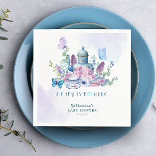 Guardanapo De Papel Um bebê está a fazer um chá de fraldas floral para