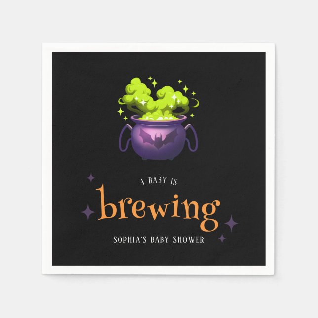 Guardanapo De Papel Um Bebê Está Fazendo Chá de fraldas De Halloween E (Frente)