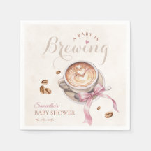 Um bebê está preparando café laço rosa chá de bebê