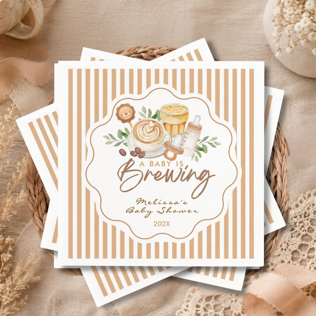 Guardanapo De Papel Um Bebê Está Preparando Café Latte Chás de Bebê (Criador carregado)