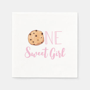 Guardanapo De Papel Um biscoito e listras cor-de-rosa Aniversário