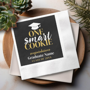 Guardanapo De Papel Um Biscoito Inteligente - Graduação Dourada Preta 