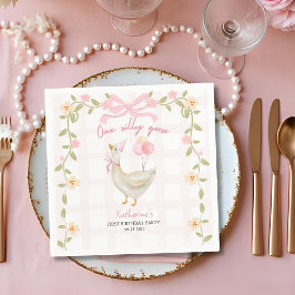 Guardanapo De Papel Um Bobo ganha primeiro aniversario de pata rosa co
