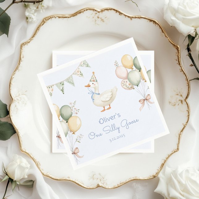 Guardanapo De Papel Um Bobo Goose Balões primeiro aniversario (Criador carregado)