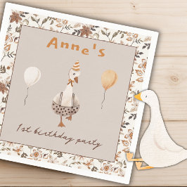 Guardanapo De Papel Um Bobo Goose Neutra do primeiro aniversario