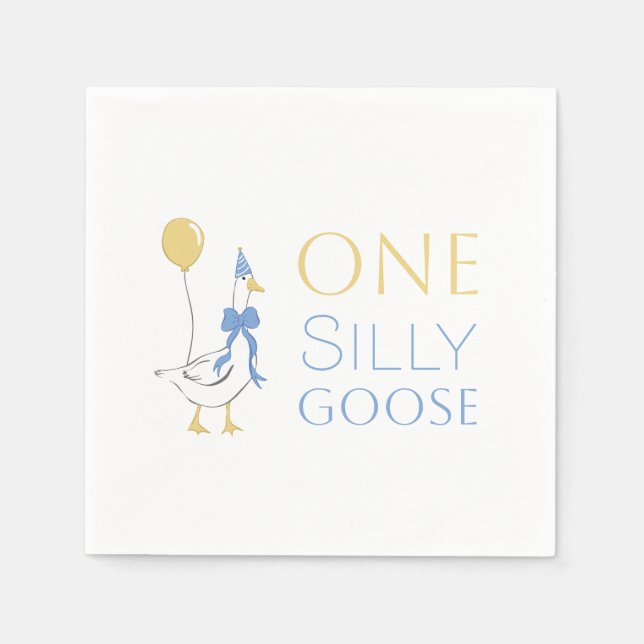Guardanapo De Papel Um Bobo Goose Primeiro Aniversário Napkin (Frente)