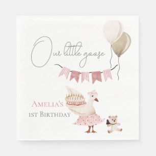 Guardanapo De Papel Um Bobo Vintage Birthday Goose Watercolor