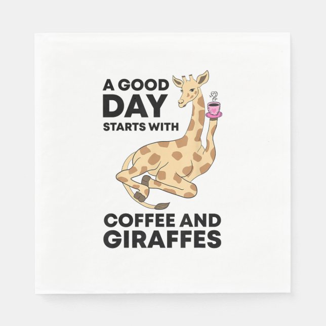Guardanapo De Papel Um Bom Dia Começa Com Café E Girafa Engraçado (Frente)