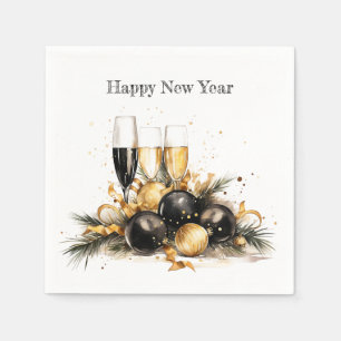 Guardanapo De Papel 🍾 🌟 "Um brinde a novos começos" Napkin de Ano No