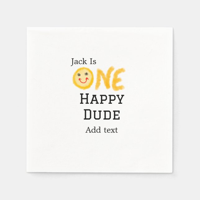 Guardanapo De Papel Um cara feliz 1rua feliz Aniversário sorrido amare (Frente)