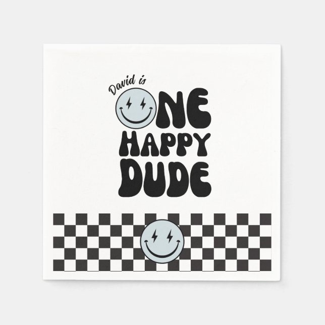 Guardanapo De Papel Um Cara Feliz Primeiro Aniversário Feliz (Frente)