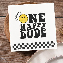 Guardanapo De Papel Um Cara Feliz Sorria Cara Rapaz Primeiro Aniversár