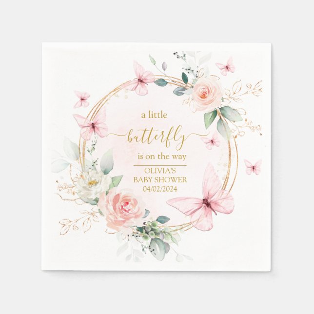 Guardanapo De Papel Um chá de fraldas de borboleta (Frente)