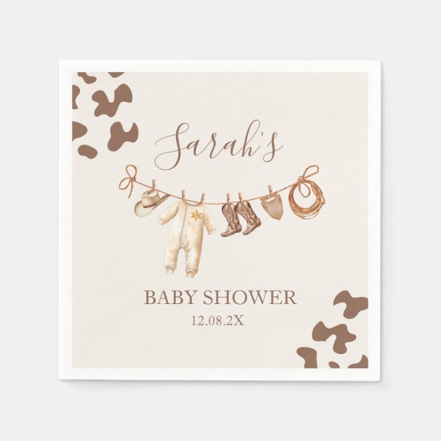 Guardanapo De Papel Um Chá de fraldas de cowboy (Frente)