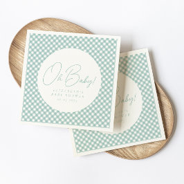 Guardanapo De Papel Um chá de fraldas de gingham de chá fofo