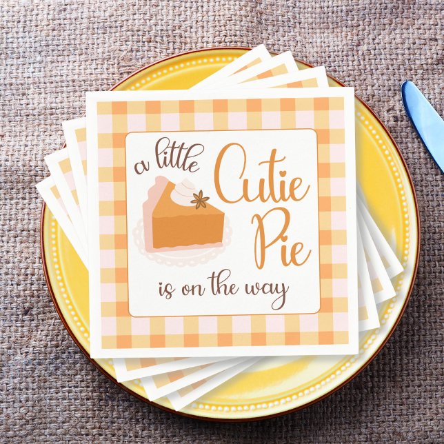 Guardanapo De Papel Um Chá de fraldas de queda de Pie Gingham (Cutie Pie Gingham Fall Baby Shower Napkins)