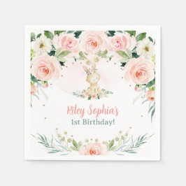 Guardanapo De Papel Um coelhinho é um festival de rosas cor-de-rosa