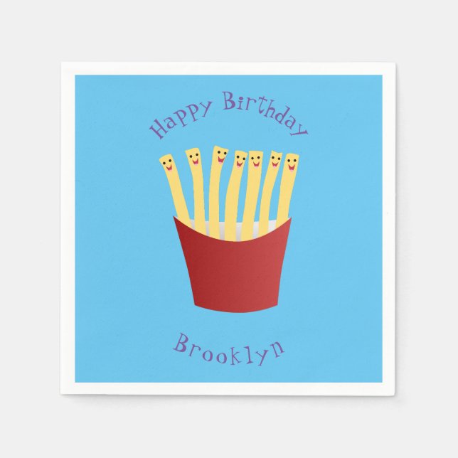 Guardanapo De Papel Um desenho animado de comida rápida, chamado kawai (Frente)