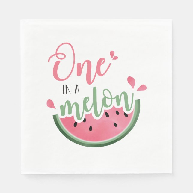 Guardanapo De Papel Um em Melon Watermelon Primeiro Aniversário Napkin (Frente)