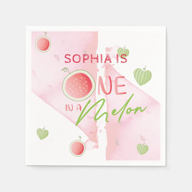 Guardanapo De Papel Um em um aniversário melão personalizado (Frente)