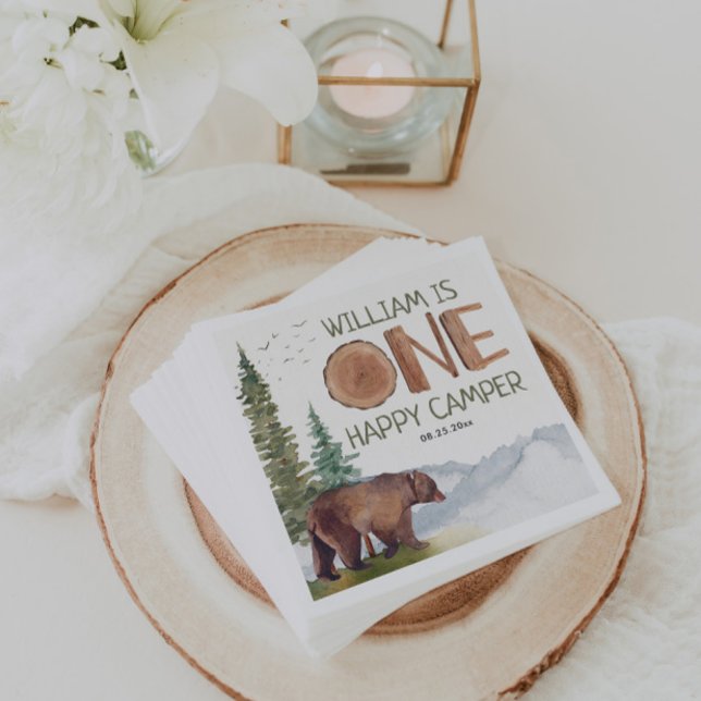 Guardanapo De Papel Um Feliz Aniversário do Camper Bear (Criador carregado)