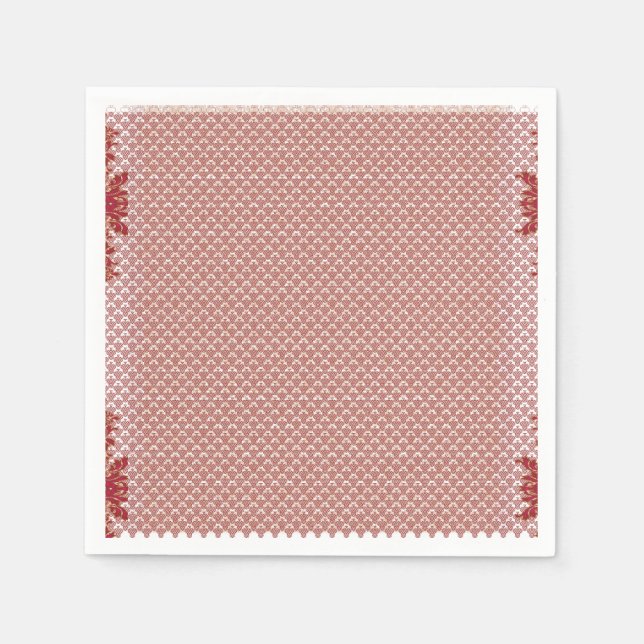 Guardanapo De Papel um fundo rosa e branco com um padrão (Frente)