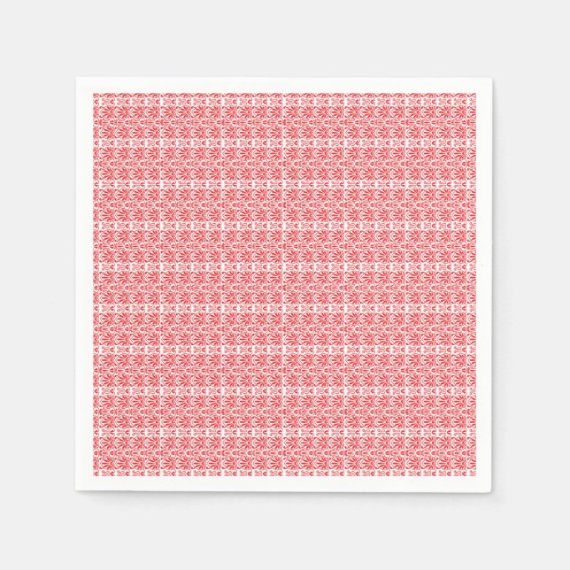 Guardanapo De Papel um fundo vermelho e branco com um padrão (Frente)