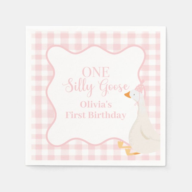 Guardanapo De Papel Um ganso bobo rosa (Frente)