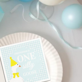 Guardanapo De Papel Um Ganso Tolo Xadrez 1º Aniversário