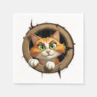 Guardanapo De Papel Um Gato de Cartoon com Olhos Verdes Brilhantes