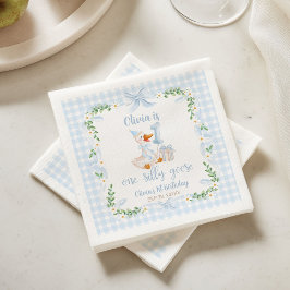 Guardanapo De Papel Um Laço Azul Floral de um Ganso Bobo para 1º Anive