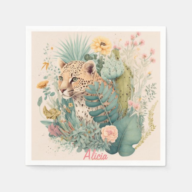 Guardanapo De Papel Um leopardo atrás do costume do mato (Frente)