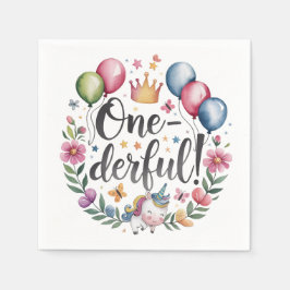 Guardanapo De Papel Um Maravilhoso Aniversário do Unicórn Watercolor