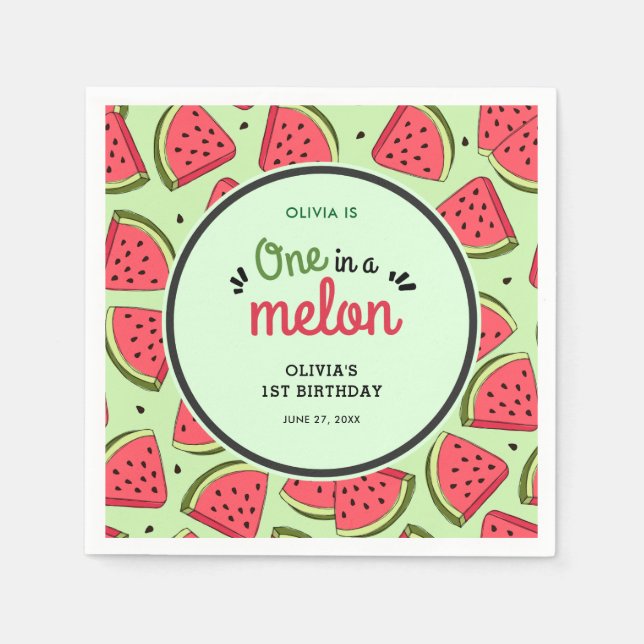 Guardanapo De Papel Um no primeiro aniversario Melon Summer Watermelon (Frente)