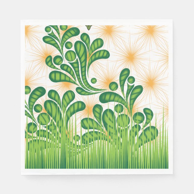 Guardanapo De Papel Um padrão artístico verde e dourado representando  (Frente)