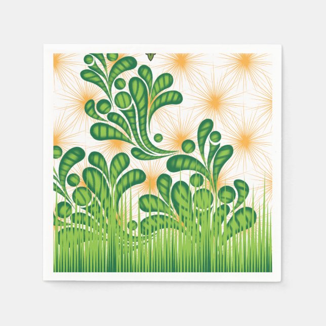 Guardanapo De Papel Um padrão artístico verde e dourado representando  (Frente)