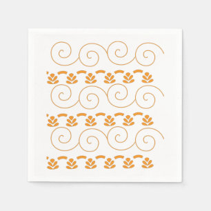 Guardanapo De Papel um padrão laranja e branco com espirais sobre ele