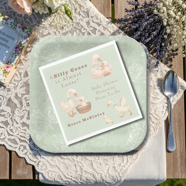 Guardanapo De Papel Um Patinho Verde Bobo (A Silly Goose Green Napkins)