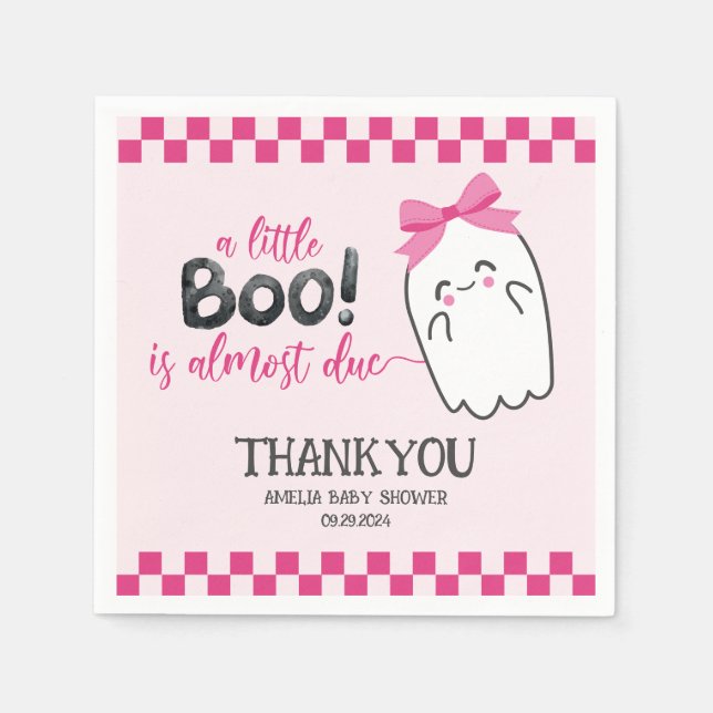 Guardanapo De Papel Um pequeno boo quase se deve ao chá de fraldas ros (Frente)