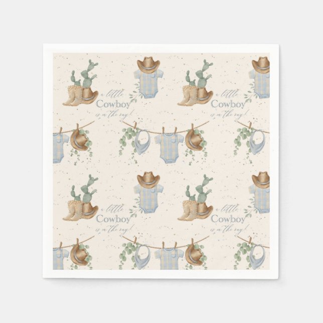 Guardanapo De Papel Um pequeno Chá de fraldas de cowboy (Frente)